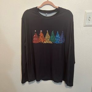 Black Long Sleeve Christmas Top
